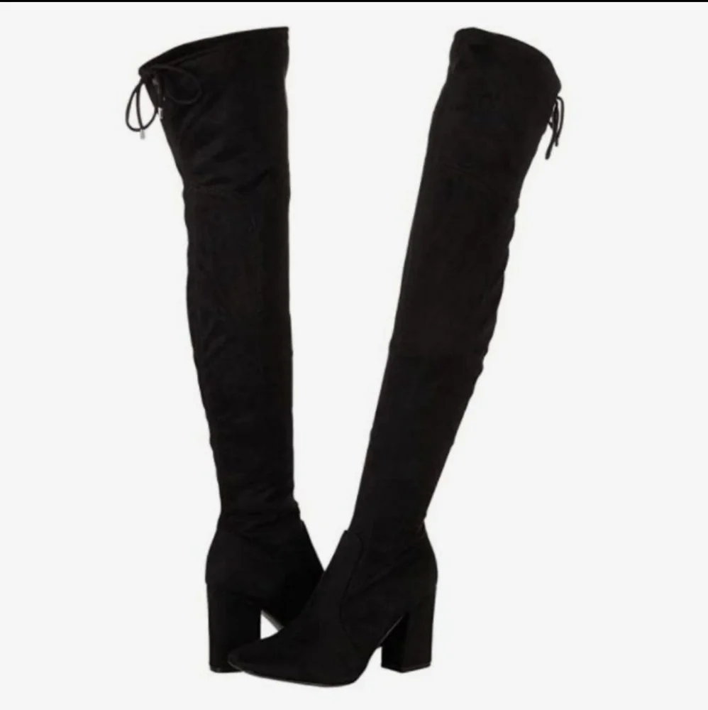 Unisa Quesia Black Faux Suede Over-The-Knee Boots